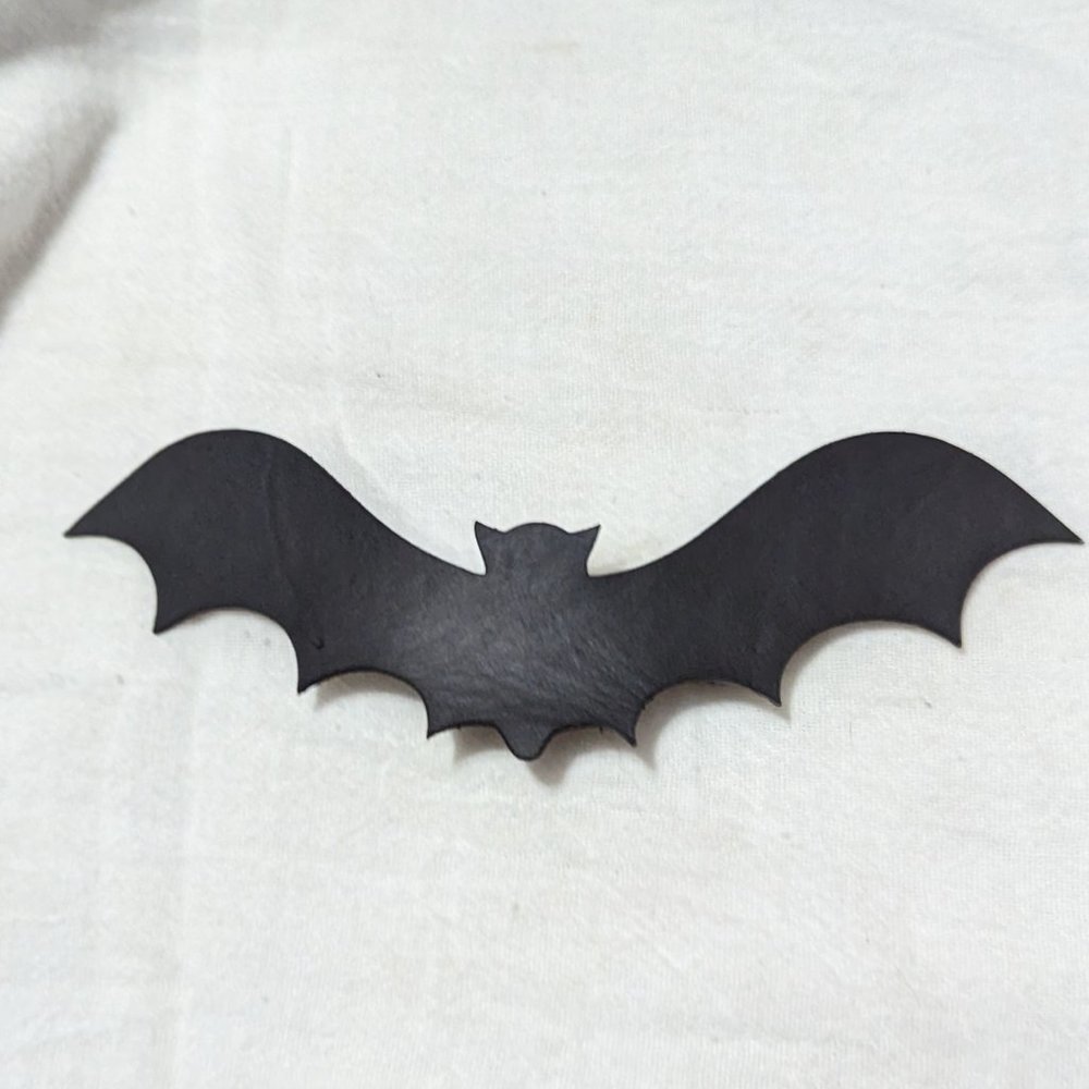 Flying Bat Laser etched Leather Hair Barrette NWT